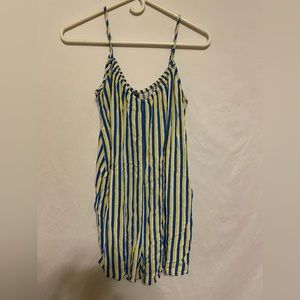 Aerie Blue and Yellow Striped Jumpsuit